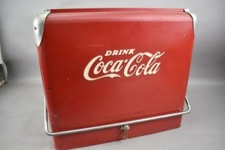 Vtg Drink Coca Cola Metal Cooler with Tray 1950 ' s Progress Refrigerator Co 4