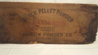 Vintage Wood Board Black Pellet Powder Austin Powder Co.  Cleveland Ohio