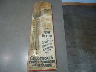 Vtg Wood Thermometer Sauer Extracts Advertising Wood Antique Sign Gas Oil