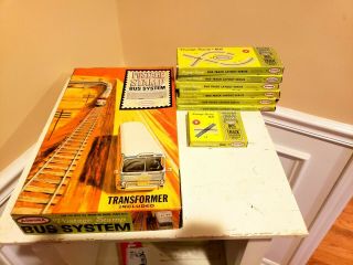 Vintage Nos N - Scale Aurora Postage Stamp Bus System Set With Red