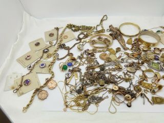 611 Grams Gold Filled Jewelry,  Bangles,  Watch Chains,  Service Pins,  Masonic