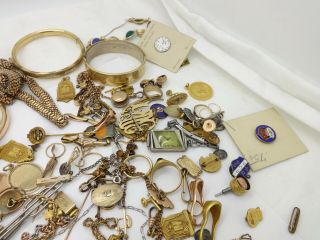 611 GRAMS GOLD FILLED JEWELRY,  BANGLES,  WATCH CHAINS,  SERVICE PINS,  MASONIC 2