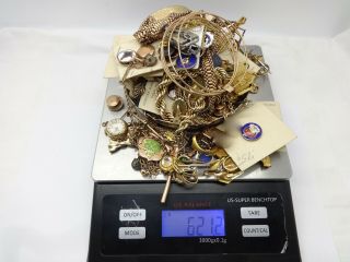 611 GRAMS GOLD FILLED JEWELRY,  BANGLES,  WATCH CHAINS,  SERVICE PINS,  MASONIC 5