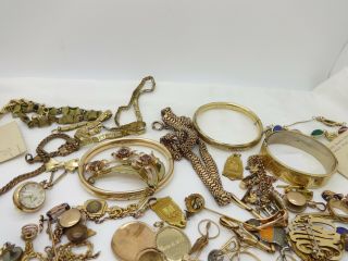 611 GRAMS GOLD FILLED JEWELRY,  BANGLES,  WATCH CHAINS,  SERVICE PINS,  MASONIC 6