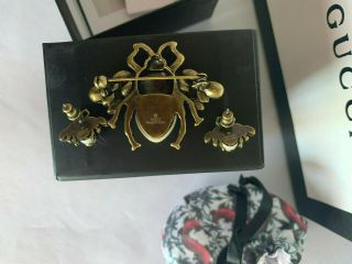 Authentic GUCCI SET Antique Gold Bee Brooch\Pin and Earrings with White Pearl 5