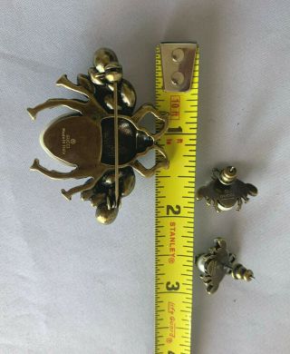 Authentic GUCCI SET Antique Gold Bee Brooch\Pin and Earrings with White Pearl 7