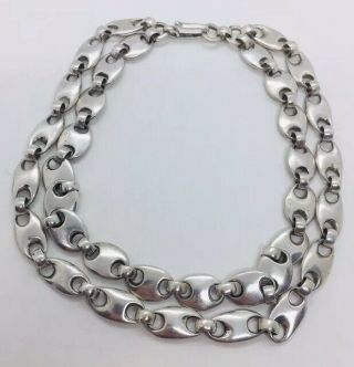 Robert Lee Morris Vintage Sterling Silver Modernist Ancre Link Heavy Necklace