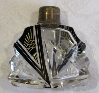 Vintage Czech Art Deco Karl Palda Geometric Crystal Glass Perfume Bottle