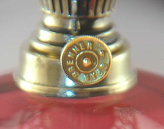 RARE Antique Cranberry Optic Molded Miniature Oil Lamp/ Matching Chimney S1 - 526 6