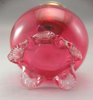 RARE Antique Cranberry Optic Molded Miniature Oil Lamp/ Matching Chimney S1 - 526 7