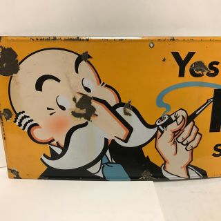 Vintage 1930’s Model Smoking Pipe Tobacco Gas Oil 36” Porcelain Sign Rare Orange
