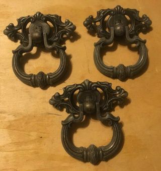 3 Vintage Keeler Drawer Cabinet Pull Knob 2.  25 X 2.  25 Diameter 3” Backplate