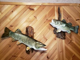 Largemouth Bass Trophy Wood Carving Taxidermy Fish Fishing Lure Casey Edwards 12