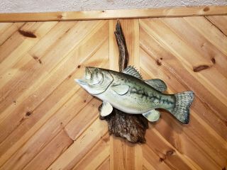 Largemouth Bass Trophy Wood Carving Taxidermy Fish Fishing Lure Casey Edwards