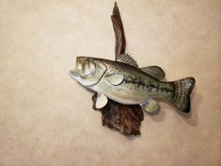 Largemouth Bass Trophy Wood Carving Taxidermy Fish Fishing Lure Casey Edwards 4