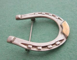 Vintage Sterling Silver 14K BOHLINMADE Edward H.  Bohlin Good Luck Horseshoe Pin 2