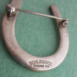 Vintage Sterling Silver 14K BOHLINMADE Edward H.  Bohlin Good Luck Horseshoe Pin 4