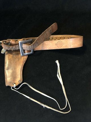 Vintage Mattel Fanner Shootin Shell Leather Cap Gun Holster & Belt