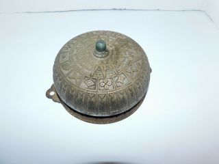 Bronze Twist Door Bell Antique Non Electric Hand Crank Turn Hardware 1800s 2