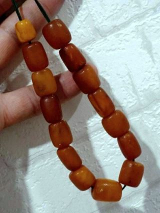 Old Baltic amber beads toffee Butterscotch yolk antique amber stone 波羅的海琥珀 4