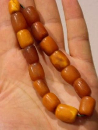 Old Baltic amber beads toffee Butterscotch yolk antique amber stone 波羅的海琥珀 7