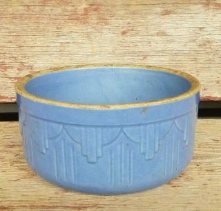 Vintage Antique Blue Cheese / Butter Stoneware Pottery Crock