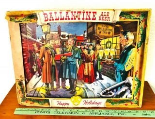 Vintage Ballantine Ale Beer Happy Holidays 1948 Easel Back Cardboard Sign Rare