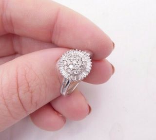 18ct Gold 3/4ct Baguette Round Cut Diamond Cluster Ring 18k 750