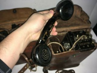 VINTAGE WWII SIGNAL CORPS MILITARY ARMY FIELD PHONES EE - 8 - A 6