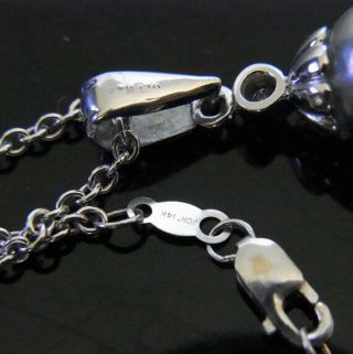 Vintage Diamond 10mm Tahitian Black Pearl 14k White Gold Necklace Pendant Chain 5
