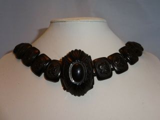 Fantastic Antique Victorian Whitby Jet Cameo Choker Necklace Mourning Jewellery. 2