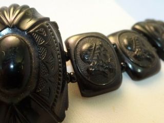 Fantastic Antique Victorian Whitby Jet Cameo Choker Necklace Mourning Jewellery. 4