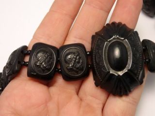Fantastic Antique Victorian Whitby Jet Cameo Choker Necklace Mourning Jewellery. 9