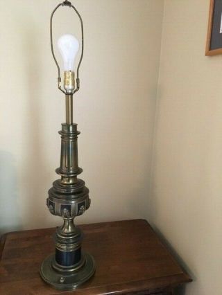 2 Vintage Stiffel Brass Lamps - Mid Century Regency Acanthus Leaves Neoclassical