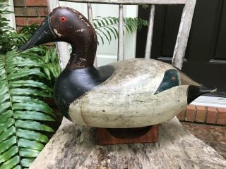 Antique Vintage Old Wooden Joseph Kempinger Wi.  Canvasback Duck Decoy