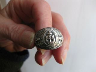 Vintage Ww Ii Us Navy Sterling Silver Ring,  Previously Worn,