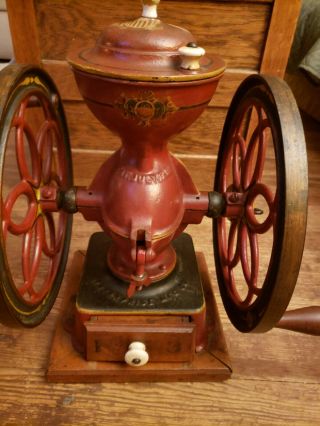 Antique Enterprise Iron Coffee Grinder 3 Gold Decals Red July 12 1898