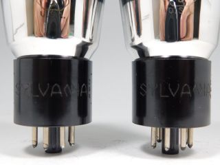 Sylvania 6L6G Matched Vintage Tube Pair Engraved Base Smoked Glass (Test 94) 3