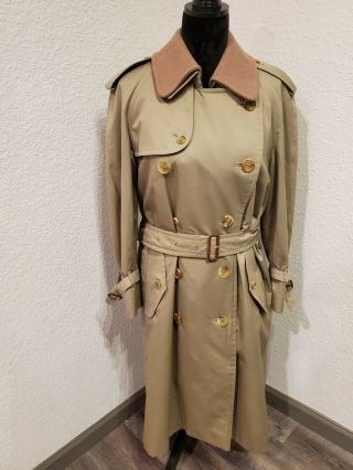 Vtg Burberry Womens Classic Camel Double Breasted Trench Coat.  Size 43