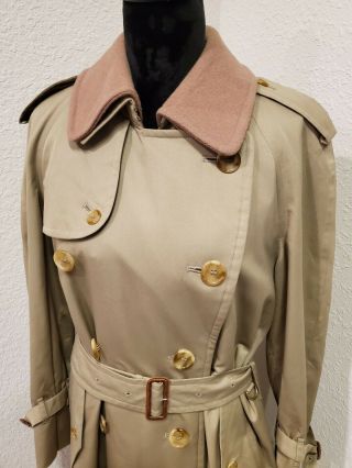 Vtg Burberry Womens Classic Camel Double Breasted Trench Coat.  Size 43 3