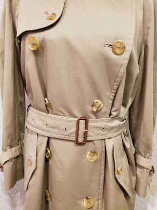 Vtg Burberry Womens Classic Camel Double Breasted Trench Coat.  Size 43 4