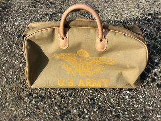 Vintage Wwii Us Army Flock Print 40s 50s Military Garment Bag Suitcase Luggage