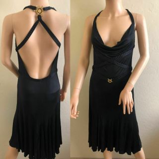 VERSACE VINTAGE COWL NECK LOW DECOLLETEE OPEN BACK DRESS IT44 FITS 6 2