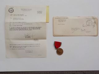 Wwii Naval Reserve Medal U.  S.  S.  Lunga Point Naval Vtg Ww Ii Vtg Document Vtg Ww2