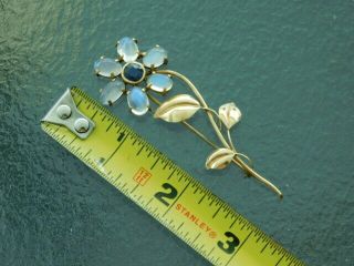 Vintage Moonstone Flower Pin Brooch 14k Gold Blue Kashmir Sapphire ?