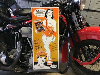 Vintage Porcelain Harley - Davidson Motor Oil Sign Knucklehead Panhead Flathead