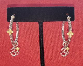 Barbara Bixby Om Diamond 18k Gold Sterling Charm Hoop Earrings He Couture Ohm