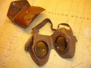 Ww2 German Goggles Desert - Tinted,  Cased For Afrikakorps Dak,  Nice&rare