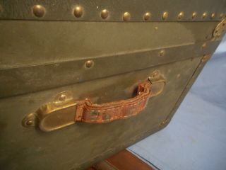 Vintage MILITARY FOOT LOCKER green chest trunk wood army wwii rustic US storage 8