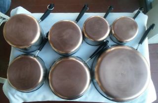 Vintage Revere Ware Copper Bottom Pot & Pan Set